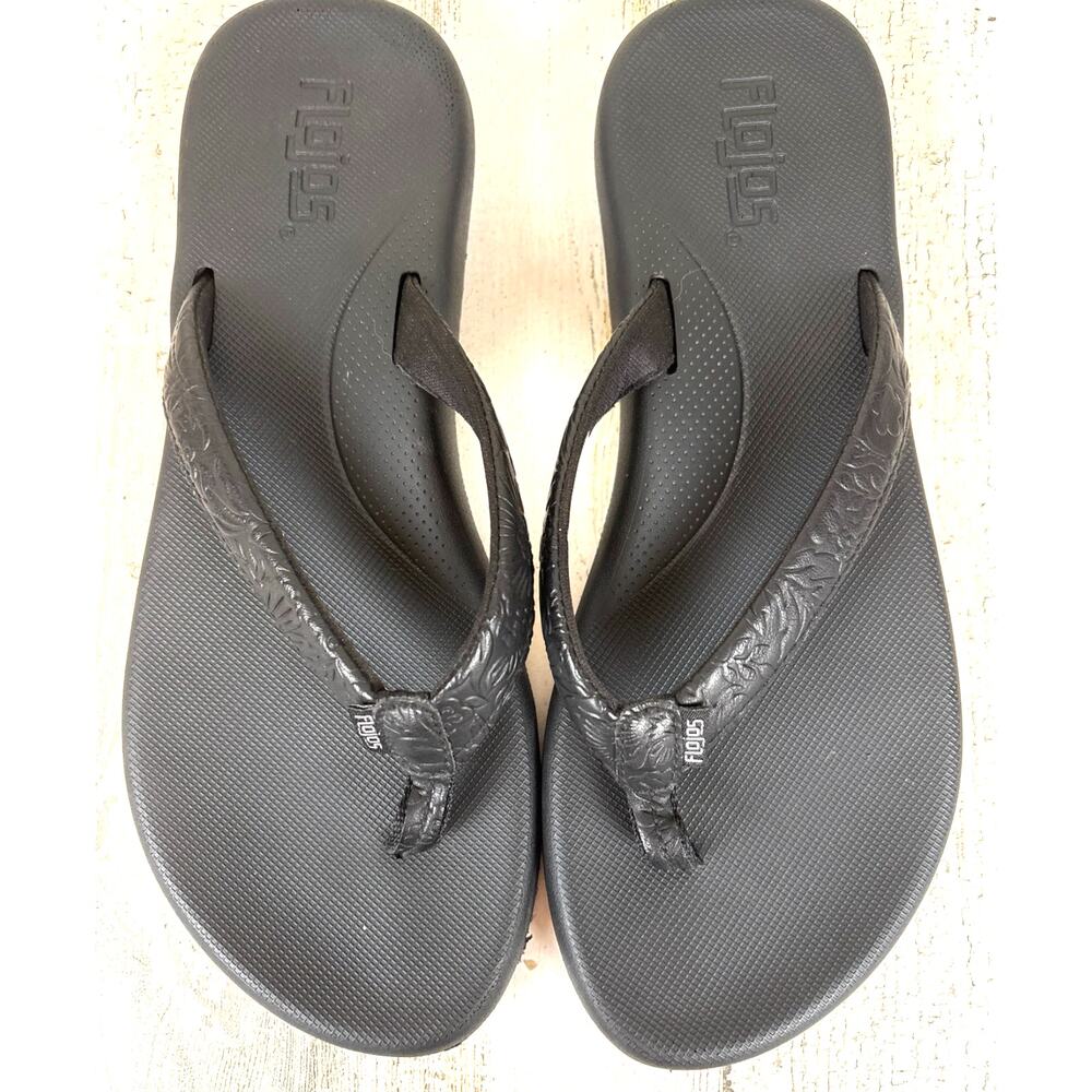 FloJos Rosita Artisan Memory Flip Flop Sandals Womens 8 Black Casual